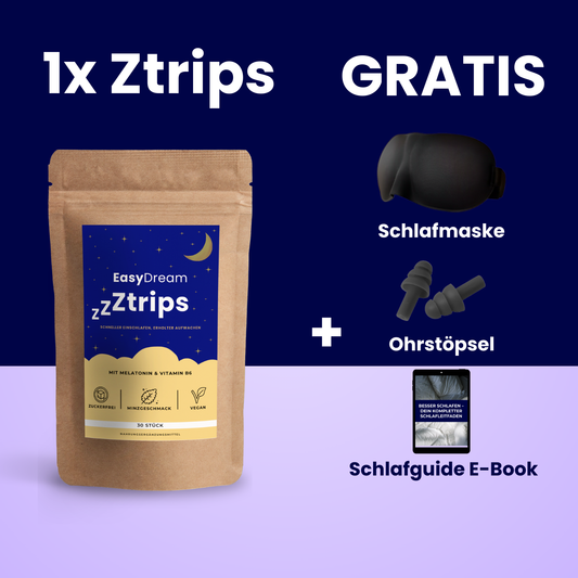 1 Packung Ztrips + GRATIS Schlafmaske, Ohrstöpsel, E-Book